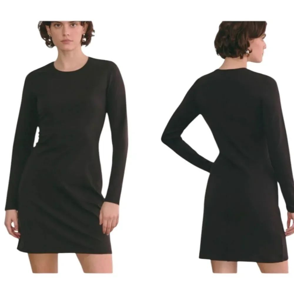 NWT Everlane The Form Mini Dress Long Sleeve Black Supima Cotton Size M